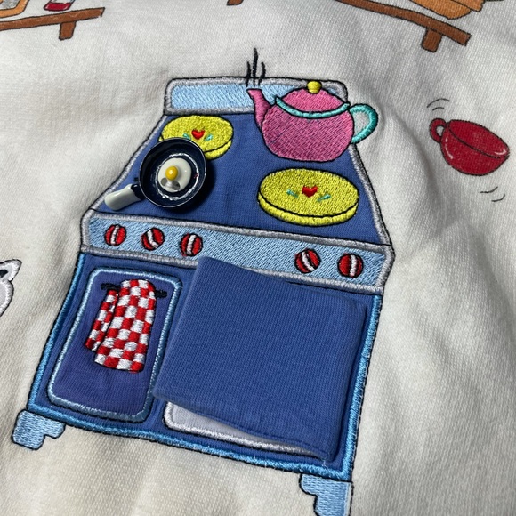 Vintage City Kids NWOT Sweatshirt One Piece Cat Kitchen Unique Embroidered 6/9 M - Picture 5 of 9